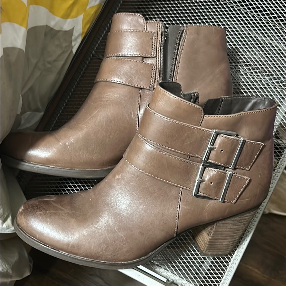 Brown Ankle Boots with Buckle Detail